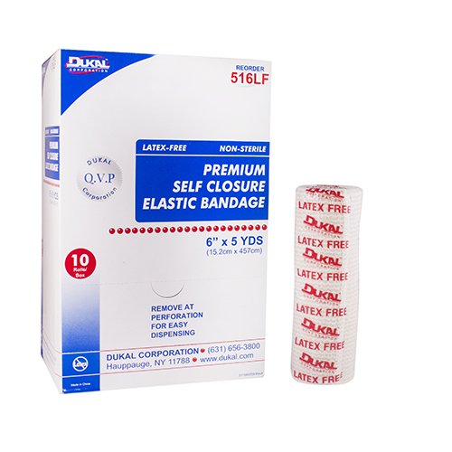 Dukal™ Double hook-and-loop closure Elastic Bandage, 6 Inch x 5 Yard