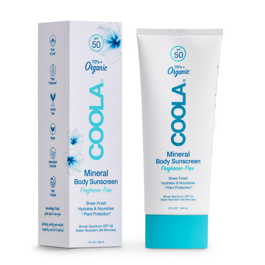 Coola Mineral Body Sunscreen SPF 50 Fragrance Free, 5-ounce Tube