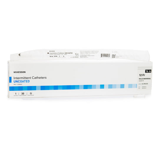 Urethral Catheter McKesson Coude Tip Uncoated PVC 12 Fr. 16 Inch Length
