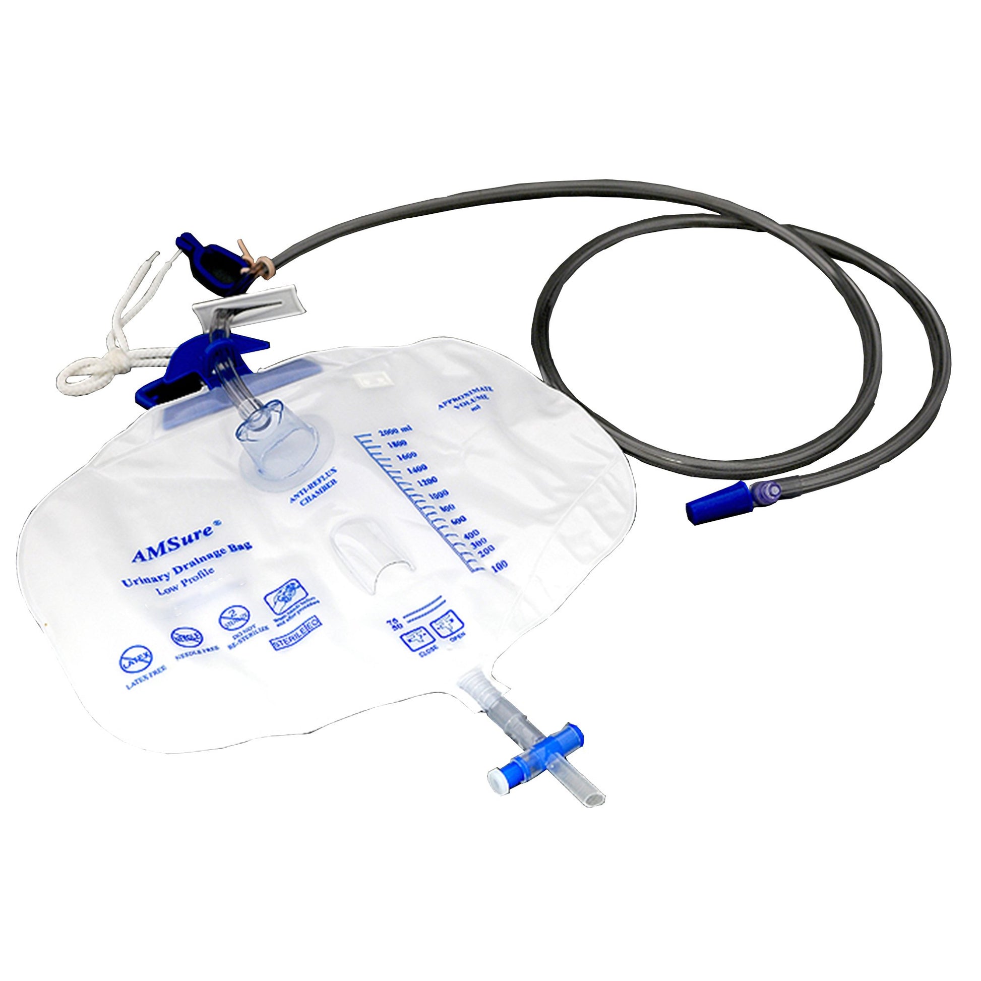 AMSure Urinary Drain Bag, T-Tap Drain, Needle-Free