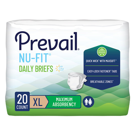 Incontinence Brief Prevail Nu-Fit Adult X-Large Unisex Disposable Heavy Absorbency