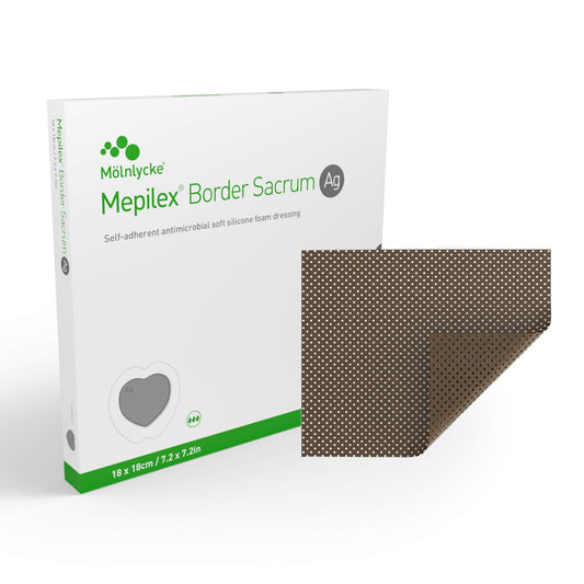 Silver Foam Dressing Mepilex Border Sacrum Ag 7-1/5 X 7-1/5 Inch Sacral Sterile