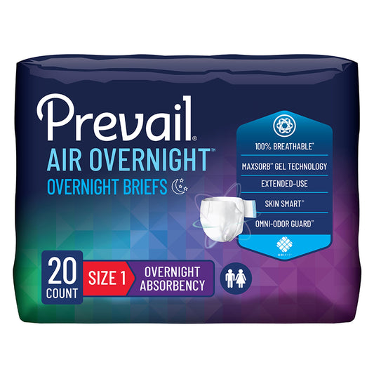 Prevail Air™ Overnight Briefs Overnight Absorbency, Size 1