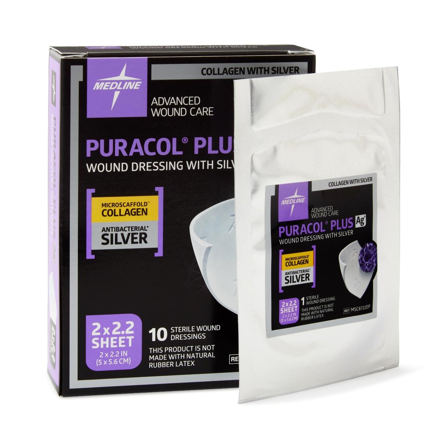 Puracol Plus AG Collagen Dressing with Silver, 2 x 2 Inch