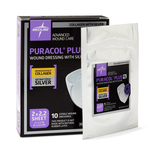 Puracol Plus AG Collagen Dressing with Silver, 2 x 2 Inch