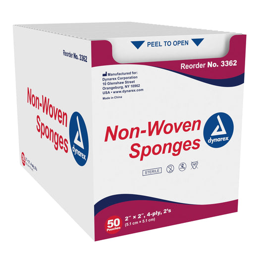 dynarex Sterile Nonwoven Sponge, 2 x 2 Inch, Four Ply