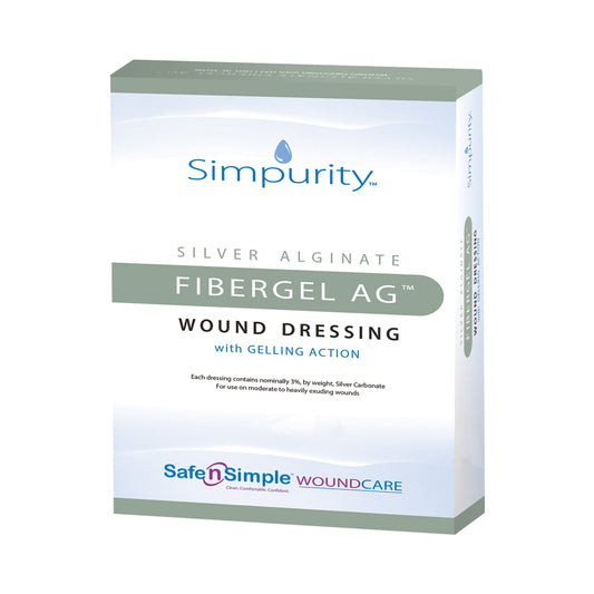 Simpurity™ Fibergel AG™ Silver Alginate Dressing, 4 x 4 Inch
