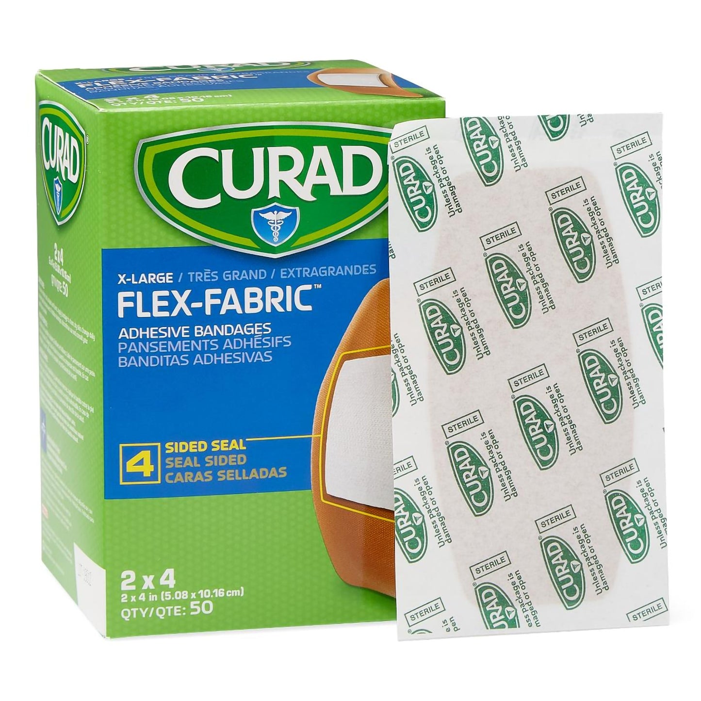 Curad Flex-Fabric Tan Adhesive Strip, 2 x 4 Inch