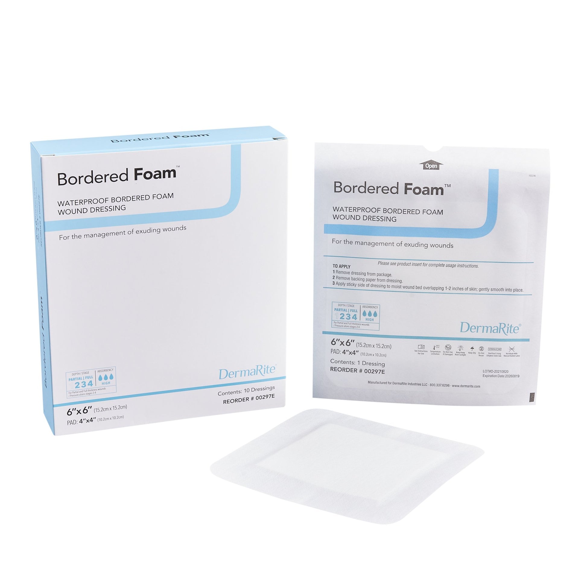 BorderedFoam Adhesive with Border Foam Dressing, 6 x 6 Inch