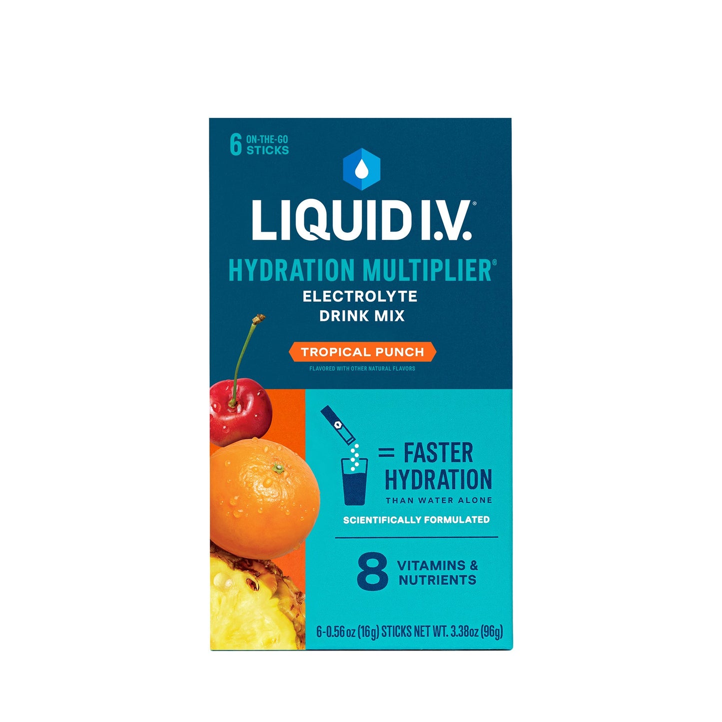 Oral Electrolyte Solution Liquid I.V. Hydration Multiplier Tropical Punch Flavor 0.56 oz.