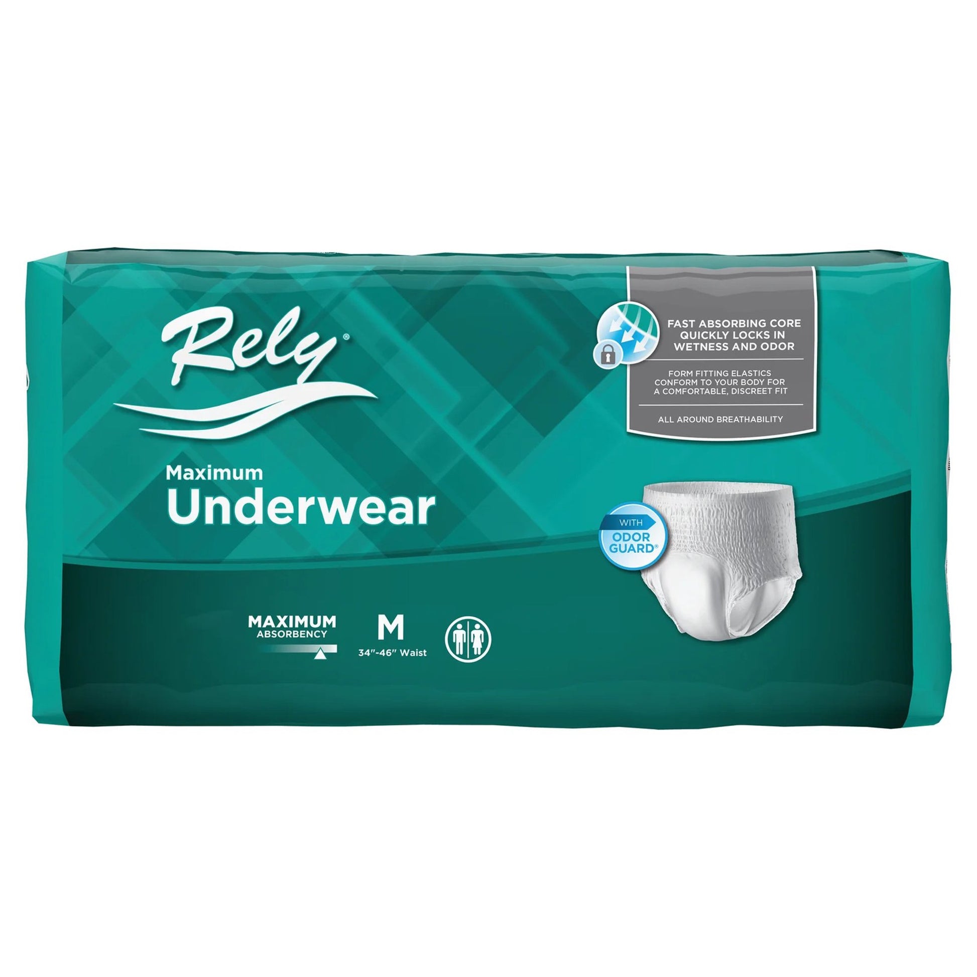Absorbent Underwear Rely Maximum Pull On with Tear Away Seams Adult Medium Unisex Disposable Moderate Absorbency