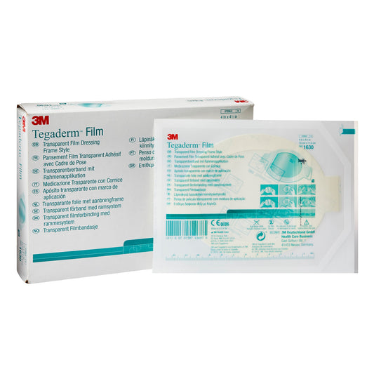 Transparent Film Dressing 3M™ Tegaderm™ 4 X 4-1/2 Inch Frame Style Delivery Oval Sterile