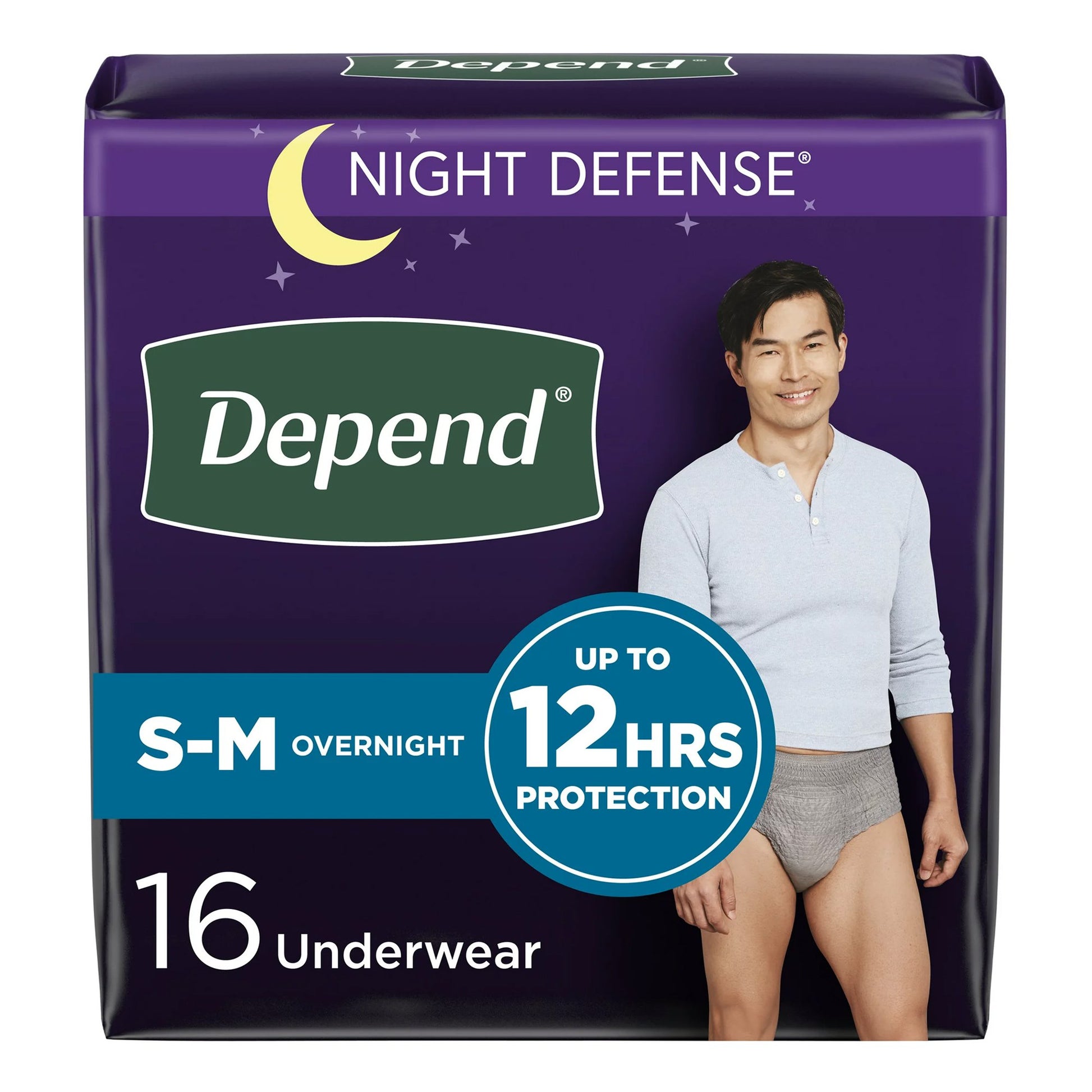 Depend Night Defense Absorbent Underwear for Men, Small/Medium