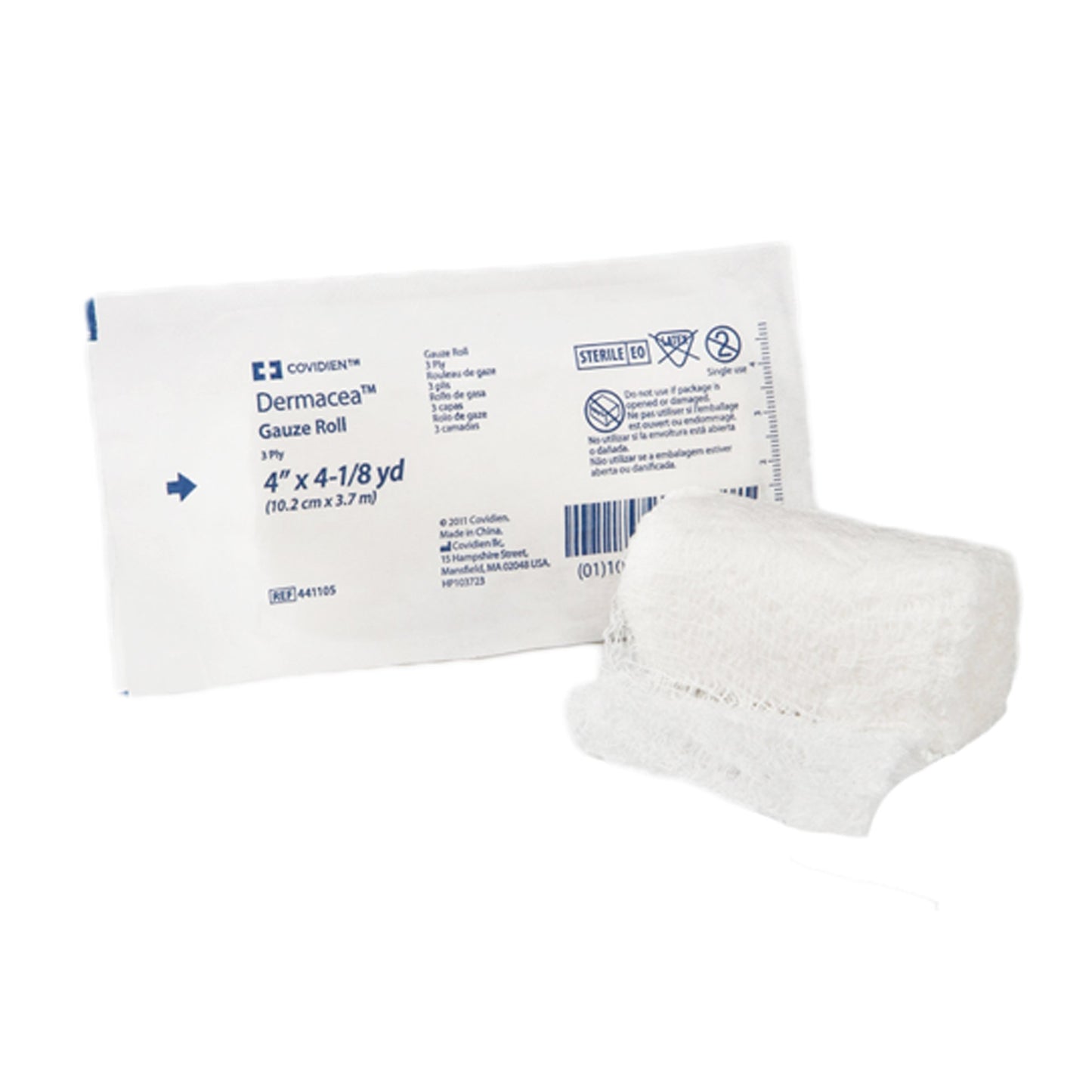 Dermacea™ Sterile Fluff Bandage Roll, 4 Inch x 4-1/8 Yard, Three-Ply