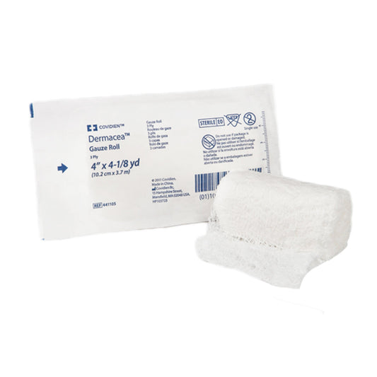 Dermacea™ Sterile Fluff Bandage Roll, 4 Inch x 4-1/8 Yard, Three-Ply
