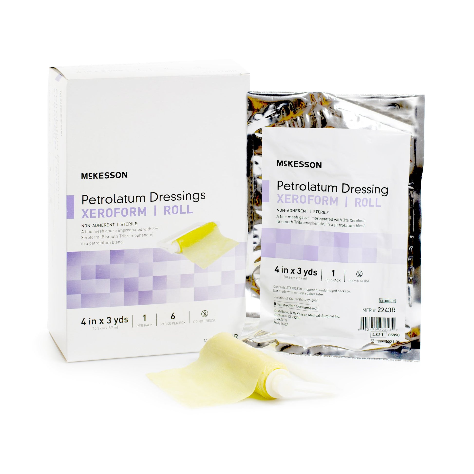 McKesson Xeroform Petrolatum Impregnated Dressing, 4 Inch x 3 Yard