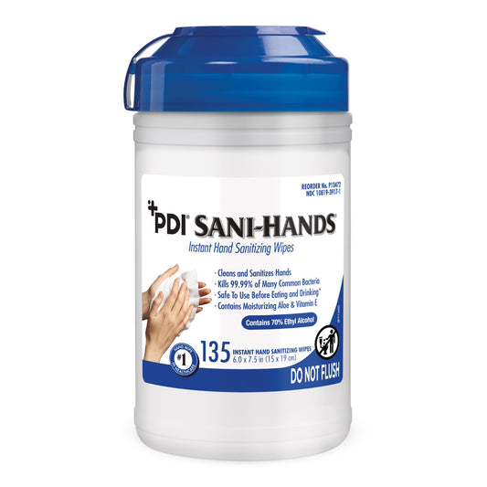 Sani-Hands Hand Sanitizing Wipes, Ethyl Alcohol, Unscented, 6 x 7.5 Inch