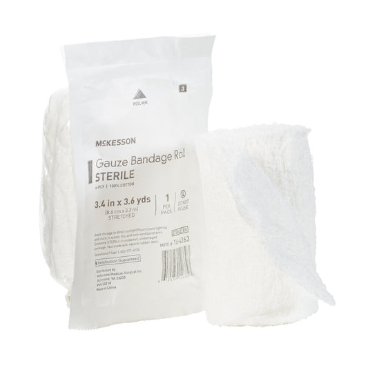 McKesson Sterile Fluff Bandage Roll, 3-2/5 Inch x 3-3/5 Yard, Six Ply