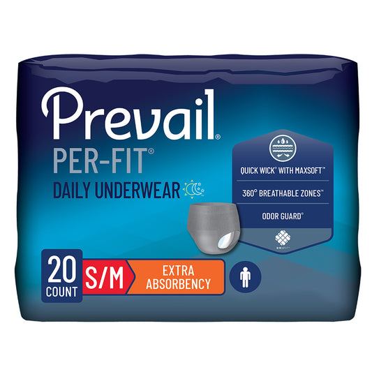 Prevail Per-Fit Men Adult Moderate Absorbent Underwear, Medium, White