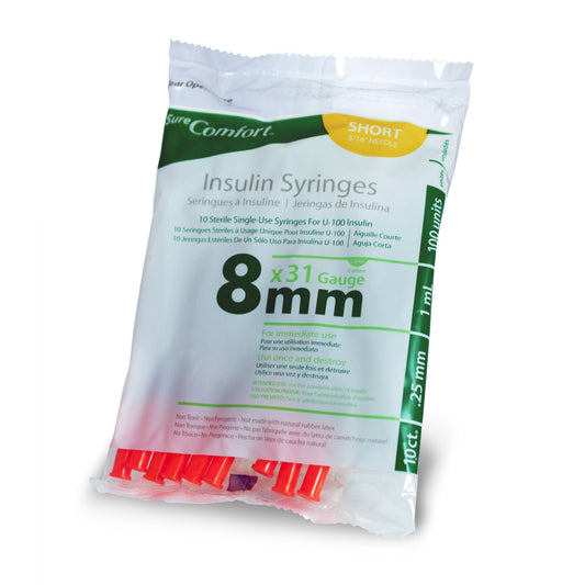 Standard Insulin Syringe with Needle Surecomfort 1 mL 5/16 Inch 31 Gauge NonSafety Regular Wall