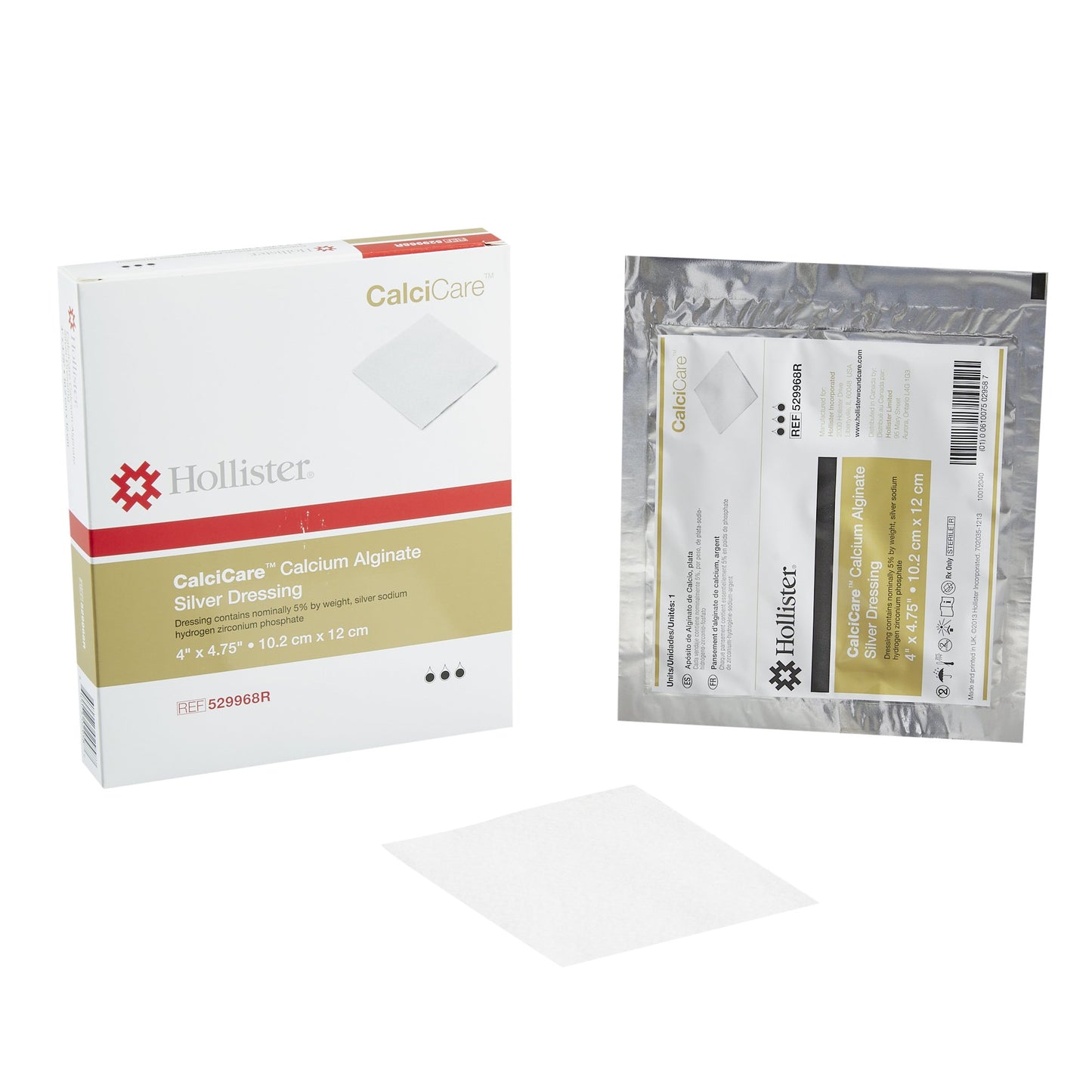 CalciCare™ Calcium Alginate Dressing with Silver, 4 x 4-3/4 Inch